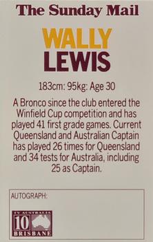 1990 Streets Brisbane Broncos #NNO Wally Lewis Back